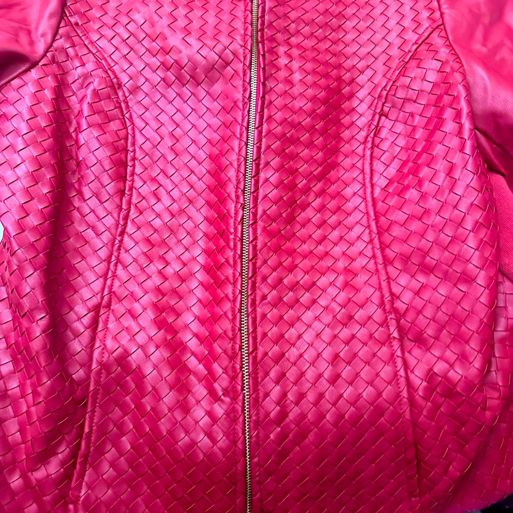 Woven red vinyl jacket